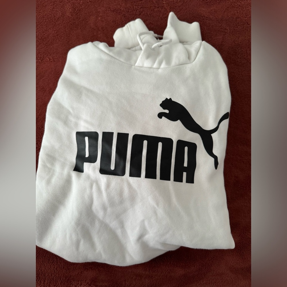 Black in white puma hoodie